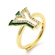 Mixed Color Enamel Initial Letter Adjustable Ring with Clear Cubic Zirconia RJEW-P045-01G-Y-4
