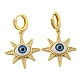 Boucles d'oreilles créoles pendantes en laiton plaqué or 18 carats avec œil et soleil EJEW-A033-04G-01-1