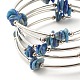 Bracelets enveloppants en perles de lapis-lazuli naturel à 5 boucle pour femme BJEW-JB01517-10-4