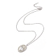 Ovale avec collier pendentif en émail mauvais œil avec strass en cristal NJEW-E015-03-2