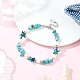 Браслеты на лодыжку с синтетическими морскими звездами цвета окрашенной бирюзы и бусинами AJEW-AN00733-02-1