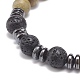 Bracelet de perles tressées en pierre de lave naturelle et bois BJEW-JB08537-5