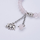 Natural Rose Quartz & Gemstone Charm Bracelets BJEW-JB03502-02-2