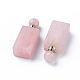 Pendentifs de bouteille de parfum à quartz rose naturel facetté G-P435-C-03P-1