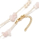 Natural Rose Quartz Chip Beaded Necklace for Girl Women NJEW-TA00016-02-6