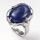 Adjustable Oval Gemstone Wide Band Rings RJEW-L062-01H-1