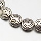 Tibetan Style Flat Round with Heart Alloy Bead Strands TIBEB-O007-12-NR-2