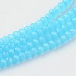 Chapelets de perles en verre imitation jade, facette, rondelle, bleu profond du ciel, 3x2mm, Trou: 0.5mm, Environ 160~165 pcs/chapelet, 15.35 pouce ~ 15.75 pouces (39~40 cm)