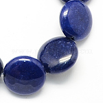 Natural White Jade Beads Strands, Dyed, Imitation Lapis Lazuli, Flat Round, Prussian Blue, 16x5mm, Hole: 1mm, about 25pcs/strand, 16.5 inch