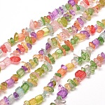 Synthetical Quartz Chip Bead Strands, Dyed & Heated, Mixed Color, 5~8x5~8mm, Hole: 1mm, about 31.5 inch