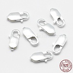 925 Sterling Silver Lobster Claw Clasps, Rectangle, Silver, 14x6.5x3mm, Hole: 1.5mm