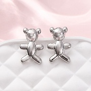 Серьги-гвоздики из латуни в форме медведя EJEW-D322-04P