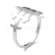 304 anillo ajustable rectangular hueco de acero inoxidable para mujer RJEW-I097-04P