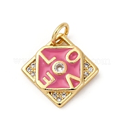 Подвески из латуни с микропаве из кубического циркония и эмали KK-Q098-04G-B
