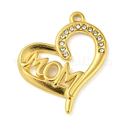 Ion Plating(IP) Real 18K Gold Plated 304 Stainless Steel Rhinestone Pendants STAS-P341-11G-01