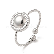 304 Stainless Steel Flat Round Open Cuff Ring for Women RJEW-E066-07P
