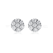 Элегантные круглые серебряные серьги с цирконием OQ0378