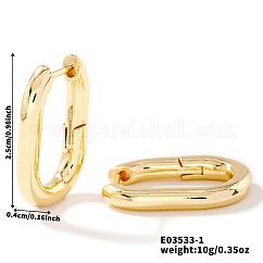 Elegantes pendientes de aro de latón para niñas., Joyas de fiesta diarias, dorado, oval, 25x4mm