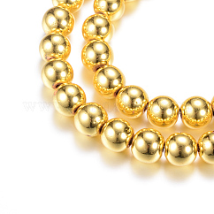Chapelets de perles en hématite synthétique sans magnétique, Plaqué longue durée, rond lisse, plaqué or, 3mm, Trou: 1mm, Environ 130~140 pcs/chapelet, 15.7 pouce