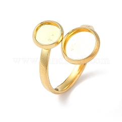 Risultati dell'anello polsino aperto in acciaio inossidabile 304, impostazione anello pad, rotondo e piatto, vero placcato oro 18k, diametro interno: 17mm, Vassoio: 8 mm e 6 mm