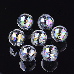 Perles de globe en verre soufflé faites à la main, de couleur plaquée ab , ronde, clair ab, 20x19.5mm, Trou: 2mm