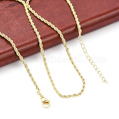 Collier de chaînes de corde de torsion en laiton pour les femmes, sans cadmium et sans plomb, véritable 18k plaqué or, 17.60 pouce (44.7 cm)