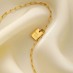 Браслеты на лодыжку из латуни квадратной формы со словом «Удача» для женщин.&nbsp;FS-WG0CD3F-01