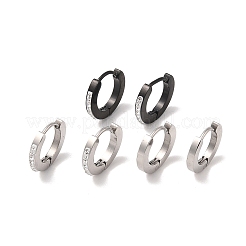 3 пара 3 стилей серег-колец Huggie Hoop из нержавеющей стали 304 с глиняными кристаллами и стразами для женщин EJEW-K279-08A-P