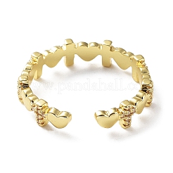 Открытые манжеты из латуни с микропаве и прозрачным цирконием для женщин RJEW-G296-03G