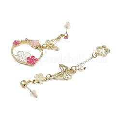 Pendientes asimétricos de aleación dorada con esmalte&nbsp;EJEW-Z061-01G-04