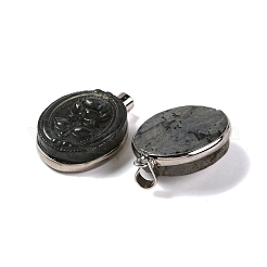 Подвески с резными цветами из натурального лабрадорита&nbsp;G-B085-15P