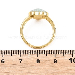 Anelli da dito in amazzonite naturale con componenti in ottone&nbsp;G-H353-03G-03