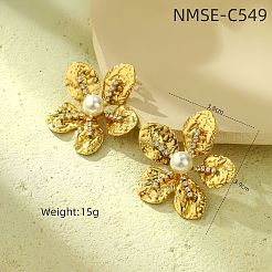 Серьги-гвоздики из нержавеющей стали 304 в форме цветка&nbsp;FS-WG0EC71-03