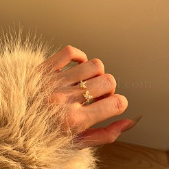 Бабочка 925 стерлингового серебра микропаве кубические цирконии регулируемые манжеты кольца для женщин RJEW-F180-01G