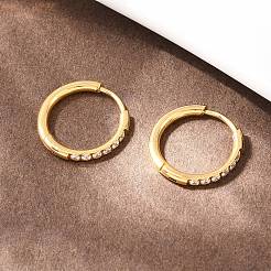 Серьги-кольца из нержавеющей стали 304 с прозрачным кубическим цирконием&nbsp;EJEW-L307-05G