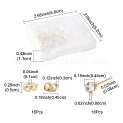 16 шт. латунные серьги-гвоздики&nbsp;KK-FS0001-56G