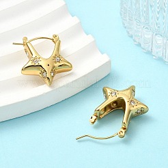 Серьги-кольца из нержавеющей стали 304 с микропаве из прозрачных кубических цирконий для женщин&nbsp;EJEW-B112-02G-04