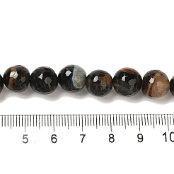 天然瑪瑙（染色・加熱）ビーズ連売り  多面カット  ラウンド  砂茶色  10~10.5mm  穴：1mm  約38個/連  15.16~15.28''（38.5~38.8センチメートル）&nbsp;G-H066-B06-03