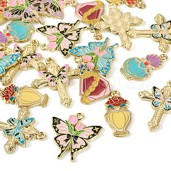 20 pièces 10 styles pendentifs en émail en alliage plaqué or clair&nbsp;ENAM-TA0001-75