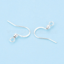 304ステンレススチールフレンチピアスフック  フラットピアスフック  耳ワイヤー  水平ループ付き  銀  15~17x18mm  穴：2mm  21ゲージ  ピン：0.7mm。&nbsp;STAS-S111-004S