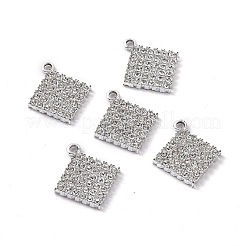 合金クリスタルラインストーンペンダント  菱形チャーム  プラチナ  20.5x17.5x2mm  穴：1.8mm&nbsp;ALRI-H004-11P