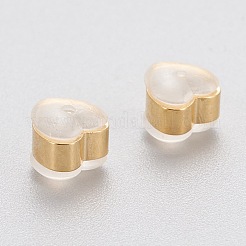 環境に優しいプラスチック製イヤーナット  ピアスバックキャッチ  304ステンレススチール製金具付き  ハート  ホワイト  ゴールドカラー  5.5x6x5~5.5mm  穴：1.2~1.4mm&nbsp;X-STAS-K203-04A-G