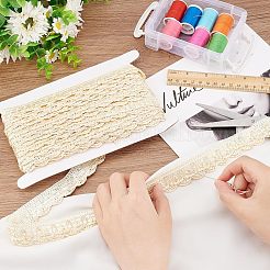 8 メートルのポリエステルカーテンレーストリマーリボン  ウェーブエッジのポリエステル刺繍レースリボン  アンティークホワイト  1インチ（26mm）  約8.75ヤード（8m）/セット&nbsp;DIY-NB0008-30E