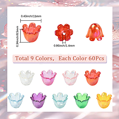 540 шт. 9-цветные акриловые колпачки для бусин с УФ-покрытием MACR-SP0001-88