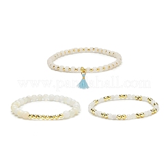 Ensemble de bracelets extensibles en perles de jade blanc naturel&nbsp;BJEW-JB09120