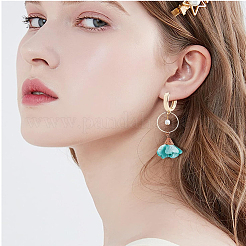 40 шт. 2-цветная фурнитура для сережек-колец с 2 отверстиями из экологически чистой латуни с покрытием KK-FH0006-63