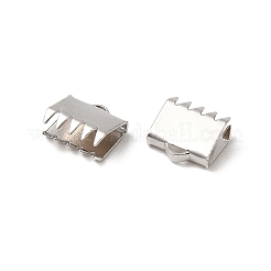 変色防止ロジウムメッキ スターリングシルバーリボンエンド925個  プラチナ  6x6mm  穴：0.5mm&nbsp;STER-D006-27P