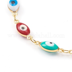 Tobilleras de ojo malvado de latón esmaltado&nbsp;AJEW-AN00407