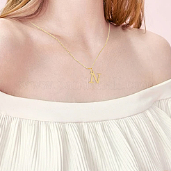 Collier avec pendentif lettre en acier inoxydable 304&nbsp;NJEW-LP0001-38N-G