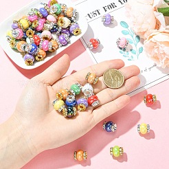 20 шт. 2 вида бусин из смолы с латунными стразами в форме ронделя&nbsp;KK-YW0004-31